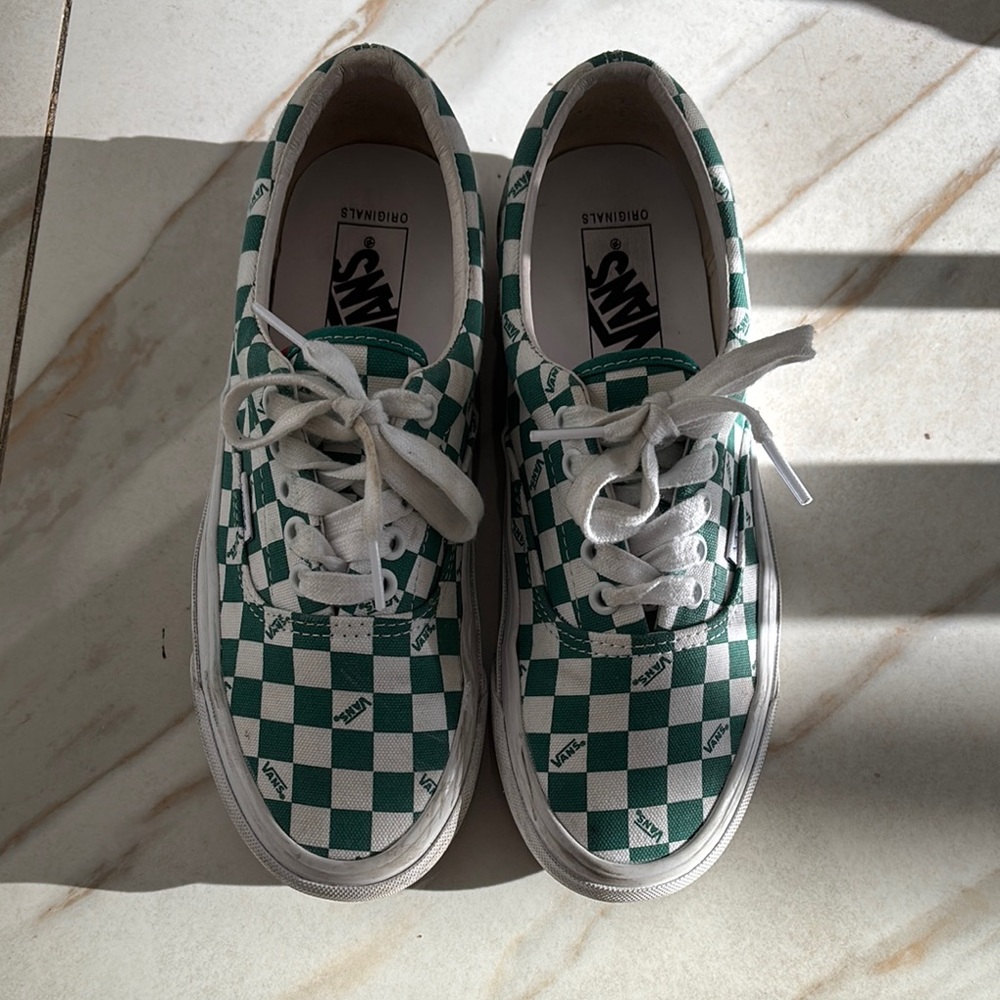 Vans Vault OG Era LX (Canvas) Checkerboard Logo Cadmium Green Mens Sneakers